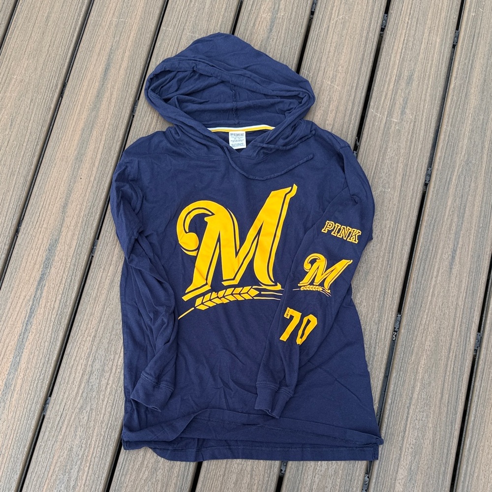 PINK Victoria's Secret Navy and Yellow Kids Hoodie
